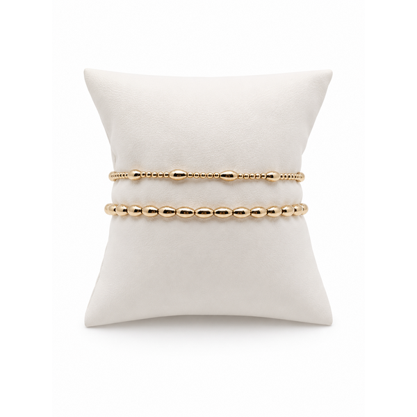 The Gold Filled Charleston Rice Bead Bracelet Stack