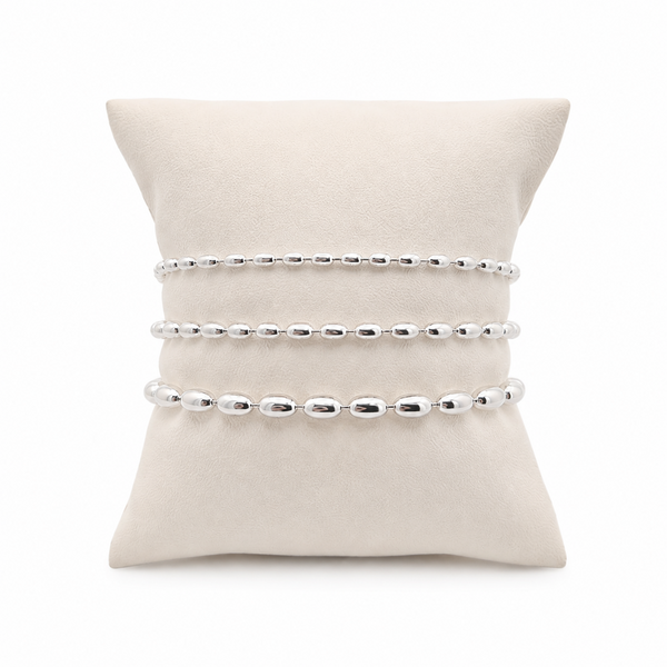 The Sterling Silver Charleston Rice Bead Bracelet Stack