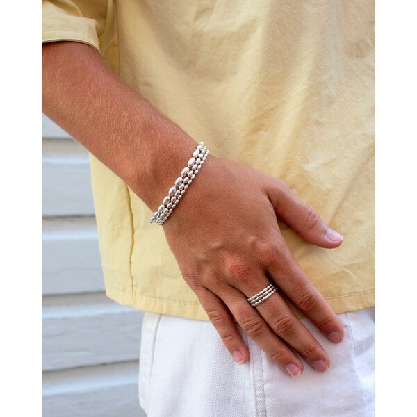 The Sterling Silver Charleston Rice Bead Bracelet Stack
