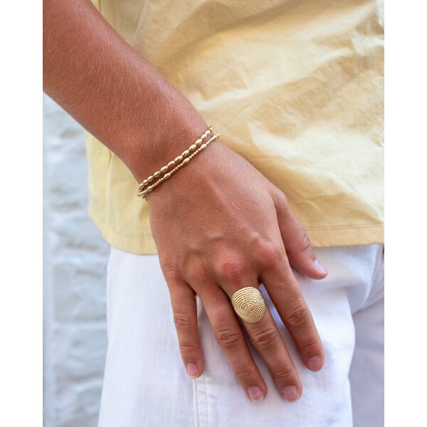 The Gold Filled Charleston Rice Bead Bracelet Stack