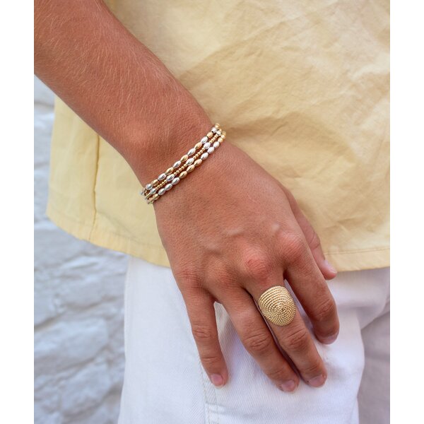 The Gold Filled/Sterling Silver Charleston Rice Bead Bracelet Stack