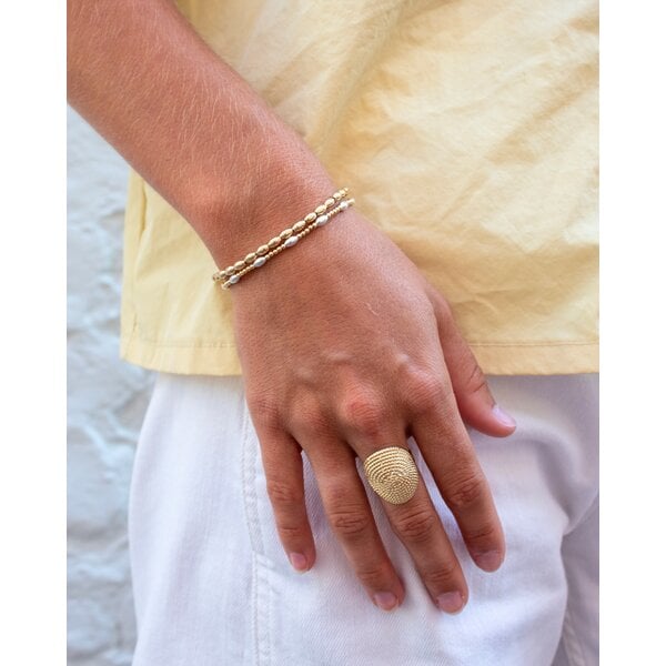 The Gold Filled/Sterling SIilver Best Sellers Charleston Rice Beads Bracelet Stack