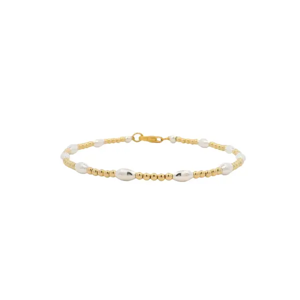 The Gold Filled/Sterling SIilver Best Sellers Charleston Rice Beads Bracelet Stack