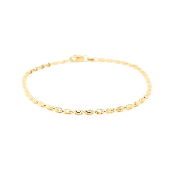 The 14K Yellow Gold Diamond Cut Charleston Rice Bead Bracelet Stack