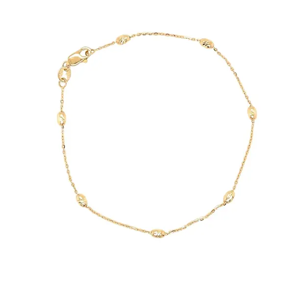 The 14K Yellow Gold Diamond Cut Charleston Rice Bead Bracelet Stack