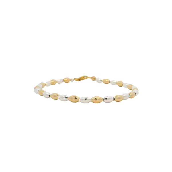 The Gold Filled/Sterling Silver Charleston Rice Bead Bracelet Stack
