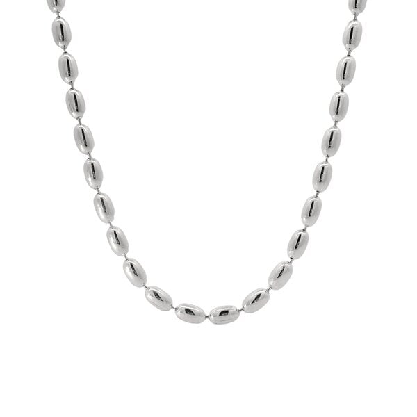 Sterling Silver Jumbo Charleston Rice Bead Necklace