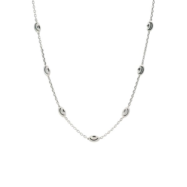 Sterling Silver Diamond Cut Charleston Rice Bead Station Necklace