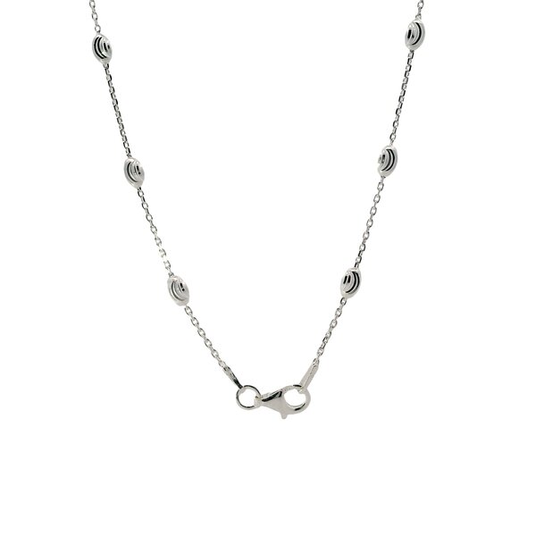 Sterling Silver Diamond Cut Charleston Rice Bead Station Necklace