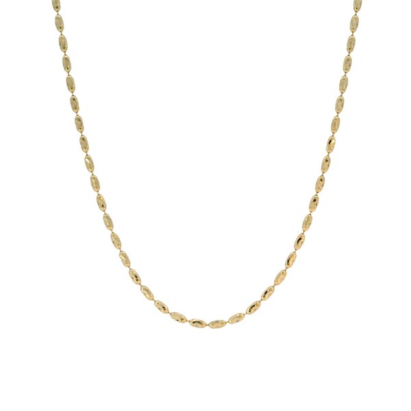 14K Yellow Gold Diamond Cut Rice Bead Necklace