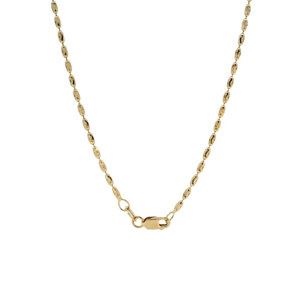 14K Yellow Gold Diamond Cut Rice Bead Necklace