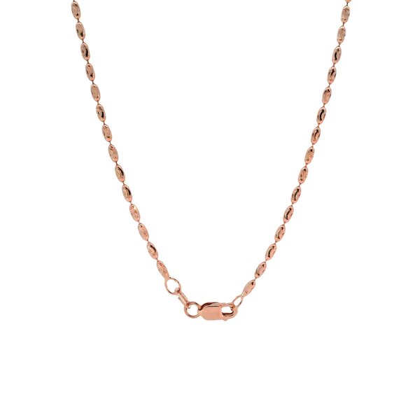 14K Rose Gold Diamond Cut Charleston Rice Bead Necklace