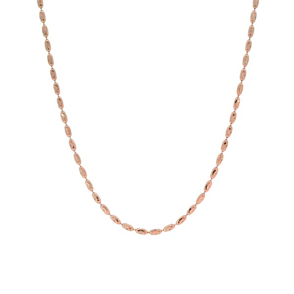 14K Rose Gold Diamond Cut Charleston Rice Bead Necklace