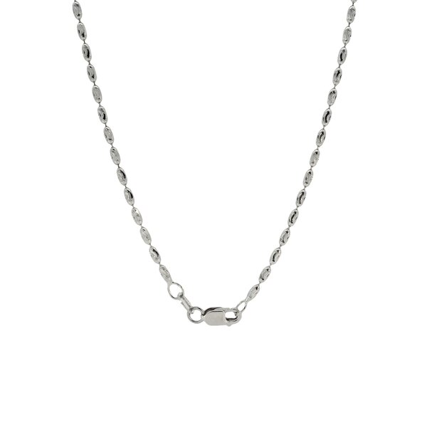 14K White Gold Diamond Cut Charleston Rice Bead Necklace