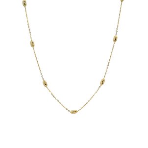 14KY D/C Charleston Rice Bead Station Necklace