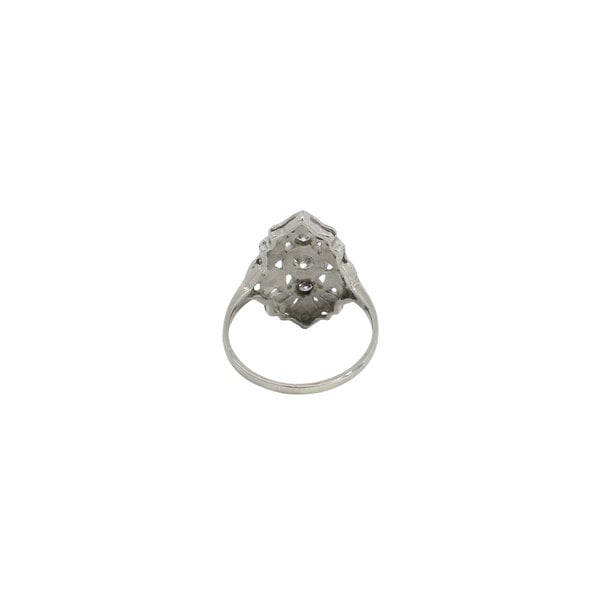 14K White Gold 1930's .32ct Diamond Art Deco Filigree Ring Size 6.5