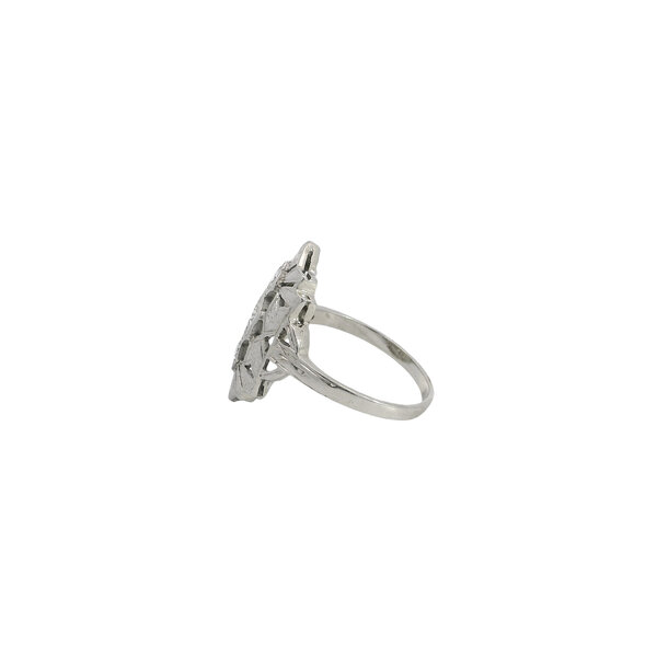 14K White Gold 1930's .32ct Diamond Art Deco Filigree Ring Size 6.5