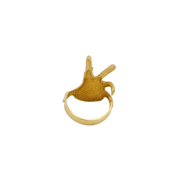 14K Yellow Gold 1980's .04ct Diamond 31mm Hand Ring Size 8.25