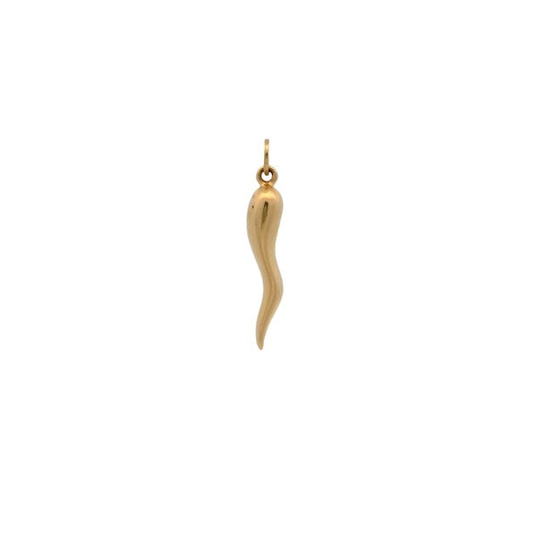 14K Yellow Gold Estate 27mm Italian Horn Charm