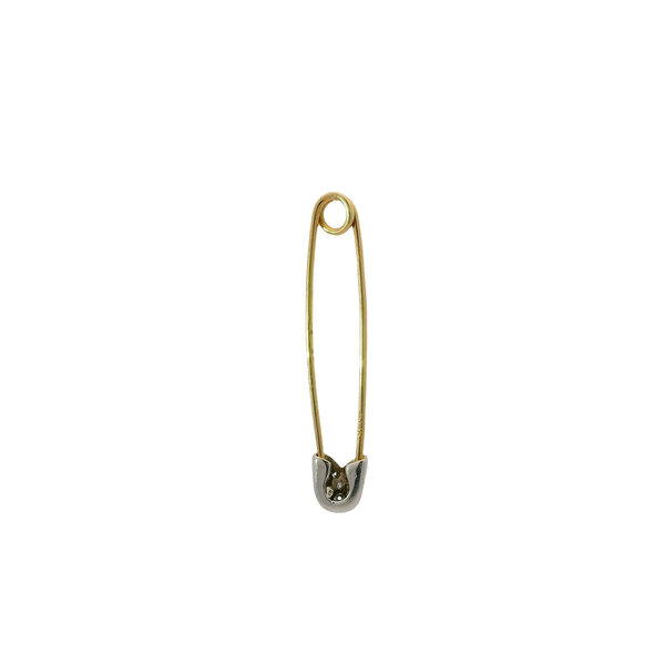 14K Yellow & White Gold Estate .08ct Diamond Safety Pin Charm
