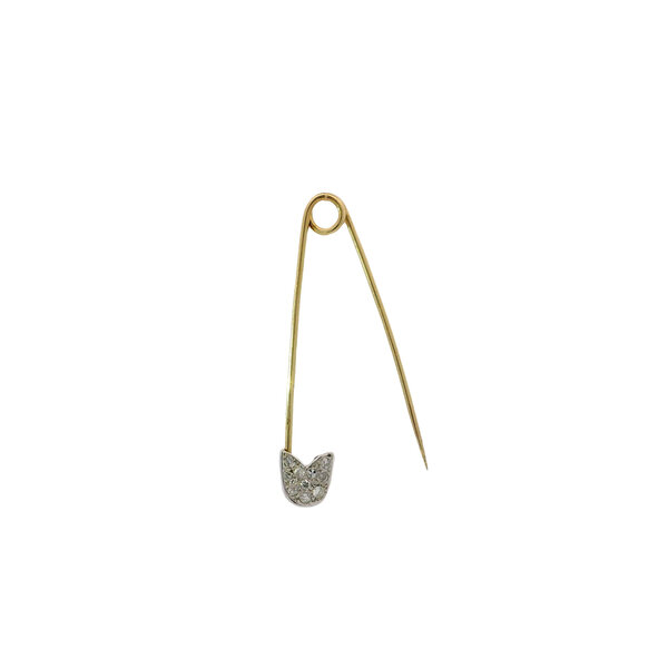 14K Yellow & White Gold Estate .08ct Diamond Safety Pin Charm