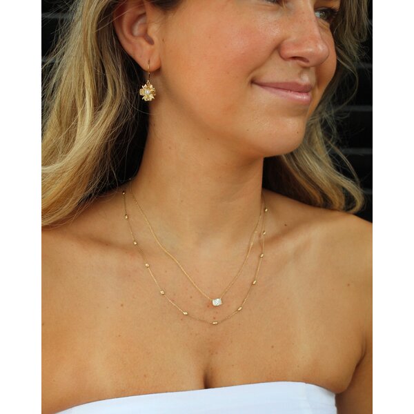 14K Yellow Gold .75ct Elongated Cushion East to West Lab Diamond Split Chain Necklace 16"-17"-18"