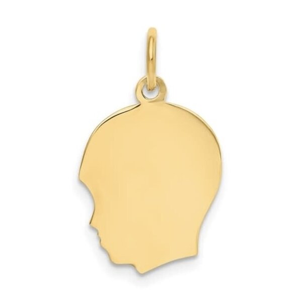 14K Yellow Gold Small Boy Head Silhouette 27 Gauge