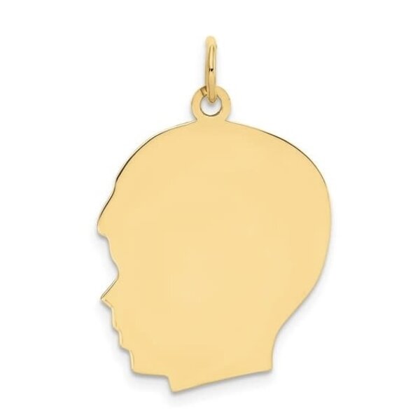 14K Yellow Gold Large Boy Head Silhouette 27 Gauge