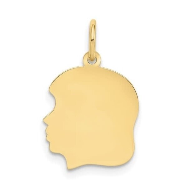 14K Yellow Gold Small Girl Head Silhouette 27 Gauge