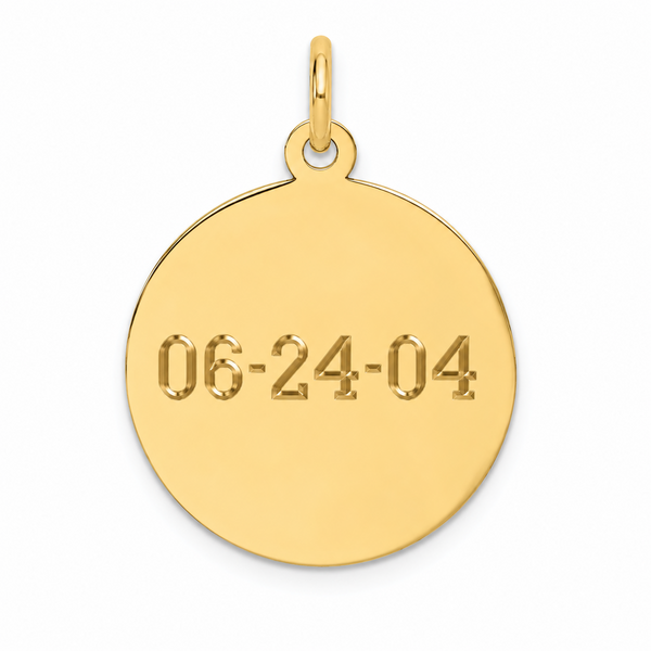 14K Yellow Gold 25mm Monogram Disc 27 Gauge