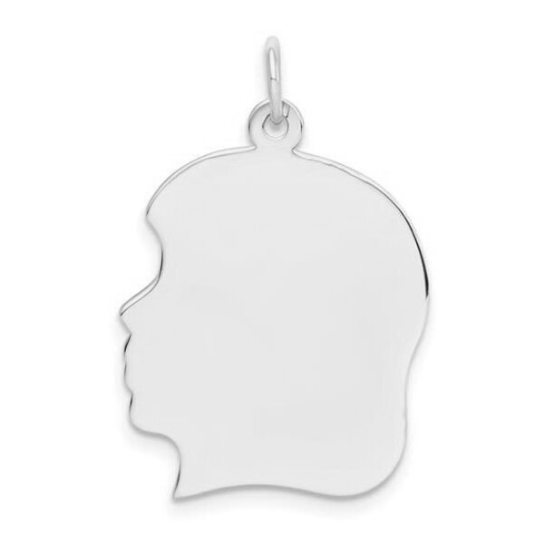 Sterling Silver Large Girl Head Silhouette 27 Gauge