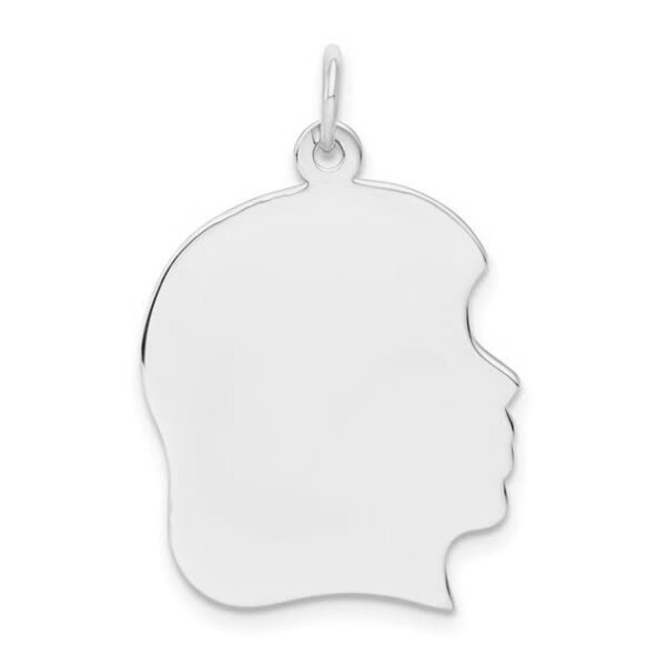 Sterling Silver Large Girl Head Silhouette 27 Gauge