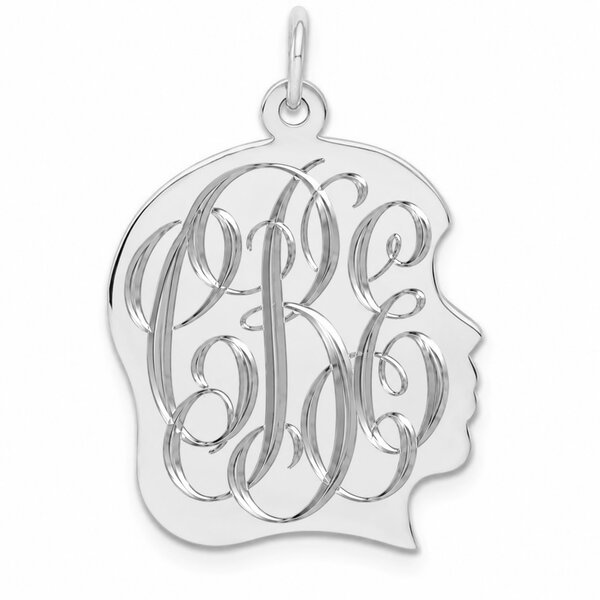 Sterling Silver Large Girl Head Silhouette 27 Gauge