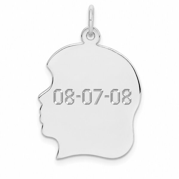 Sterling Silver Large Girl Head Silhouette 27 Gauge
