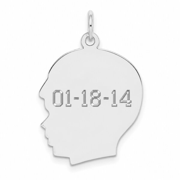 Sterling Silver Large Boy Head Silhouette 27 Gauge