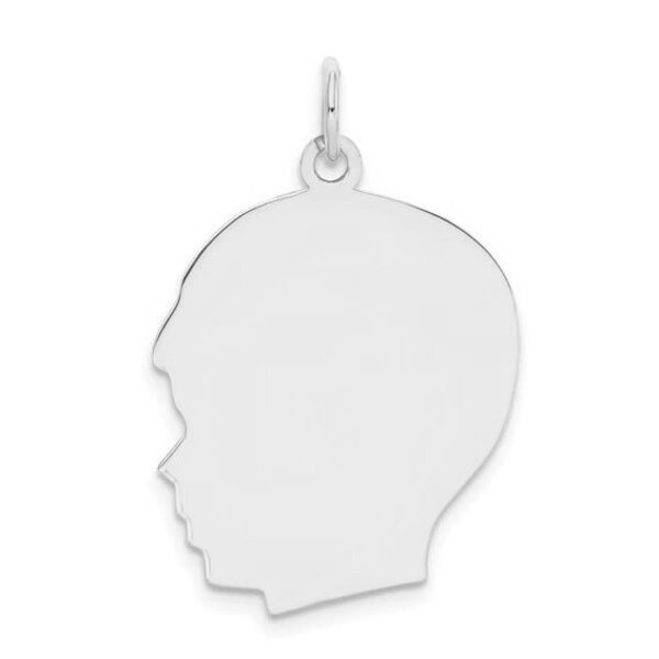 Sterling Silver Large Boy Head Silhouette 27 Gauge