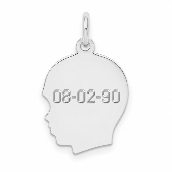Sterling Silver Small Boy Head Silhouette 27 Gauge