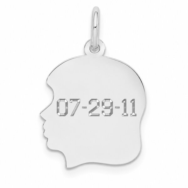 Sterling Silver Small Girl Head Silhouette 27 Gauge