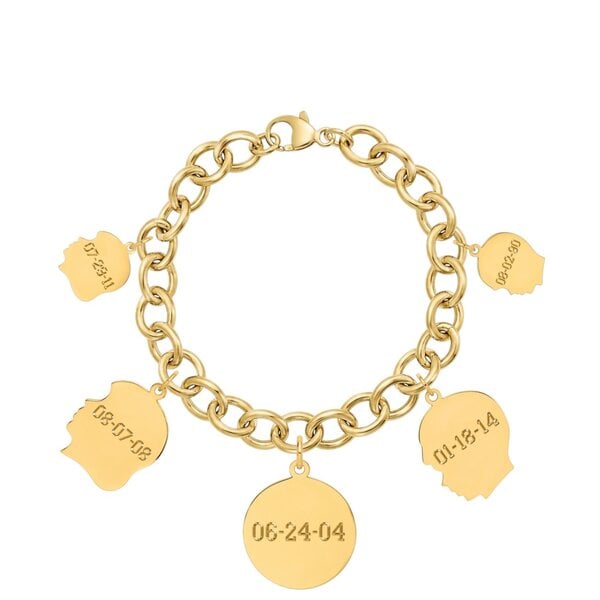 14K Yellow Gold Heritage Charm Link Bracelet