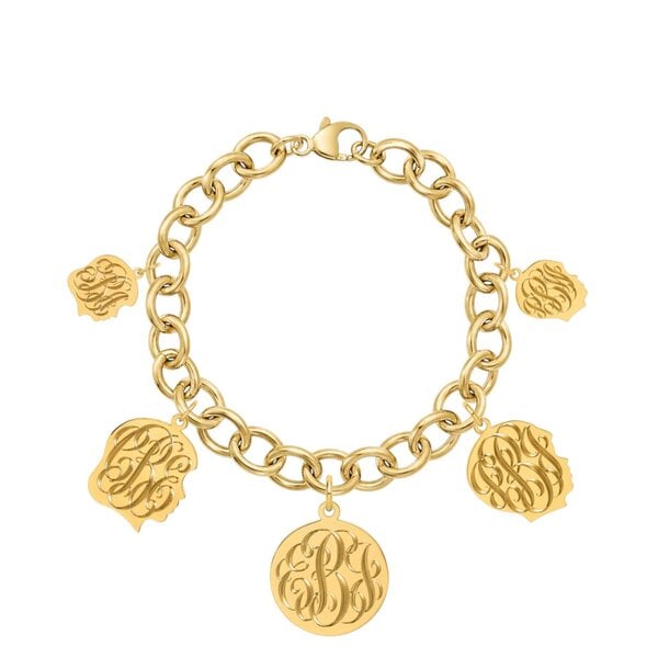 14K Yellow Gold Heritage Charm Link Bracelet