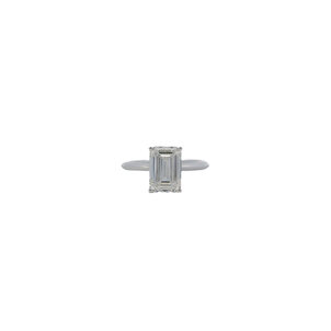 14KW 3ct Emerald Cut Lab Grown Dia Solitaire Ring Sz 7
