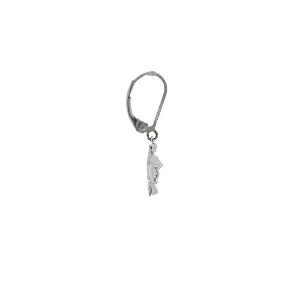 Sterling Silver Gold Creations Original Textured Cubic Zirconia Dogwood Leverback Earrings Mini