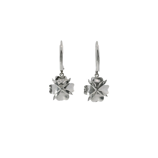 Sterling Silver Gold Creations Original Textured Cubic Zirconia Dogwood Leverback Earrings Mini