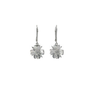 SS GC Org Textured CZ Dogwood Leverback Earrings Mini