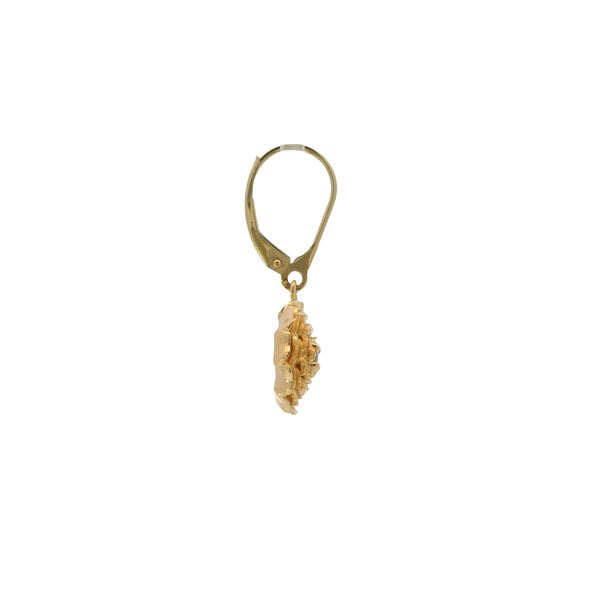 14K Yellow Gold GC Original Diamond Cut .16ct Lab Diamond Camellia Leverback Earrings XS