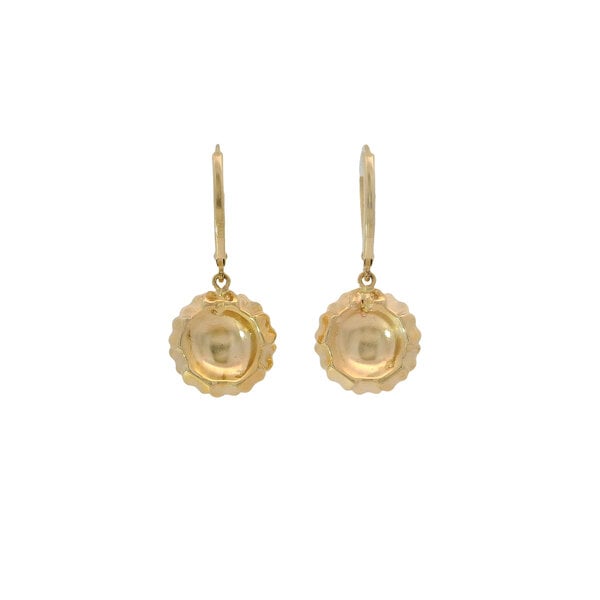 14K Yellow Gold GC Original Diamond Cut .16ct Lab Diamond Camellia Leverback Earrings XS