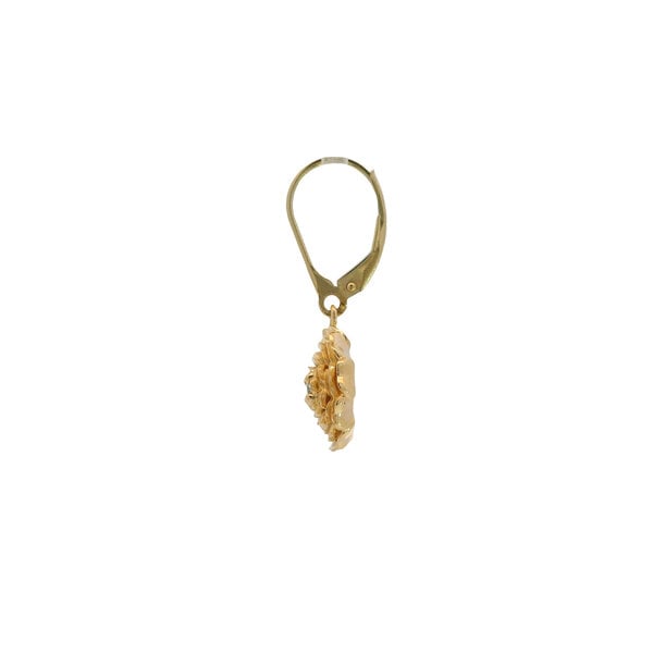14K Yellow Gold GC Original Diamond Cut .16ct Lab Diamond Camellia Leverback Earrings XS