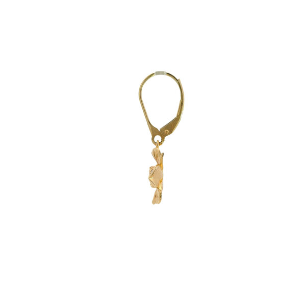 14K Yellow Gold GC Original Textured .32ct Lab Diamond Dogwood Leverback Earrings XS