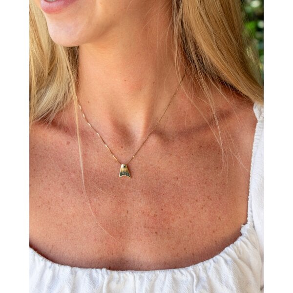 14K Yellow Gold Gold Creations Original Diamond Cut Enamel Redfish Tail Pendant Small
