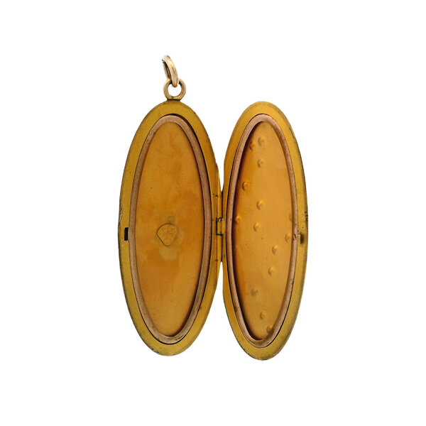 Gold Filled Early 1900's Art Nouveau Paste Stone Floral Locket 58x22m